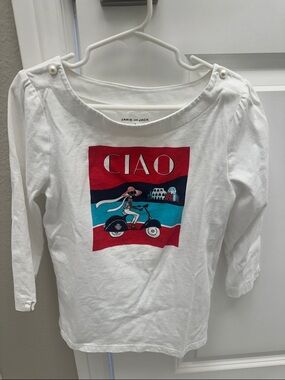 Janie and Jack White CIAO tee Size 7 Great condition.